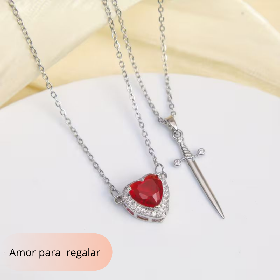 Collar Duo  de Corazón y Espada