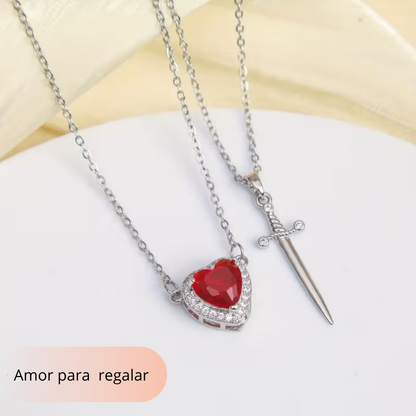 Collar Duo  de Corazón y Espada